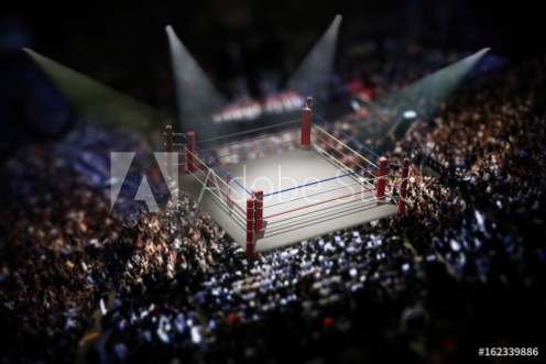 Bild på Empty boxing ring surrounded with spectators 3D illustration